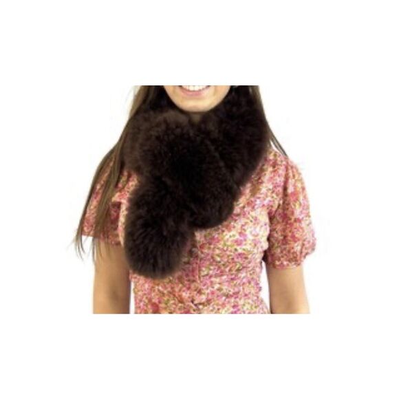 NWT Peruvian Connection Espresso Alpaca Fur Pull Through Scarf Made in Peru - Picture 1 of 7